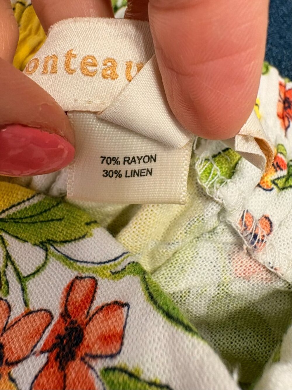Monteau Los Angeles Yellow Lemon Floral Linen Blend Shorts Cottagecore Small - Picture 6 of 7